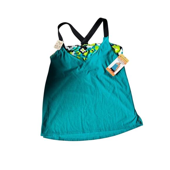Zeroxposure Swim Tankini Top Teal Floral UPF 30+ Quick Dry NWT Sz S - Picture 4 of 7